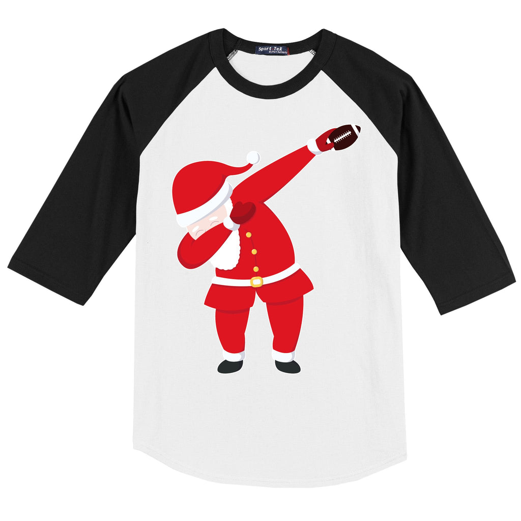 Football Dabbing Santa Baseball Sleeve Shirt
