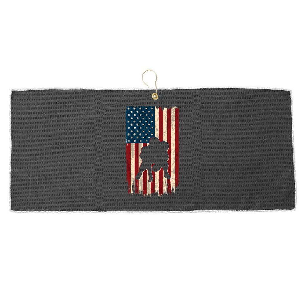 Football Lineman American Flag Sports Fan Large Microfiber Waffle Golf Towel