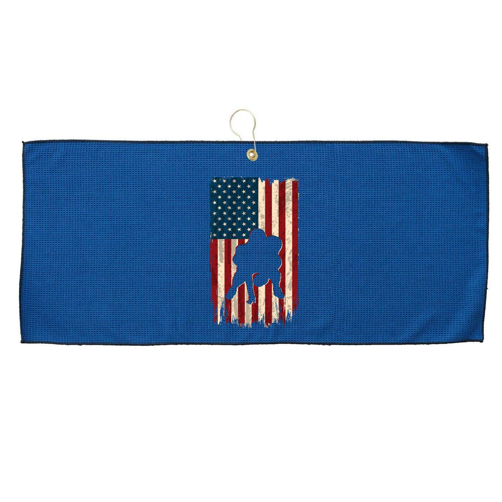 Football Lineman American Flag Sports Fan Large Microfiber Waffle Golf Towel