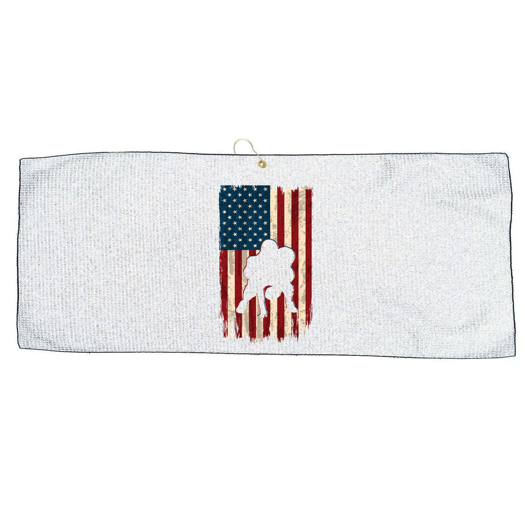 Football Lineman American Flag Sports Fan Large Microfiber Waffle Golf Towel