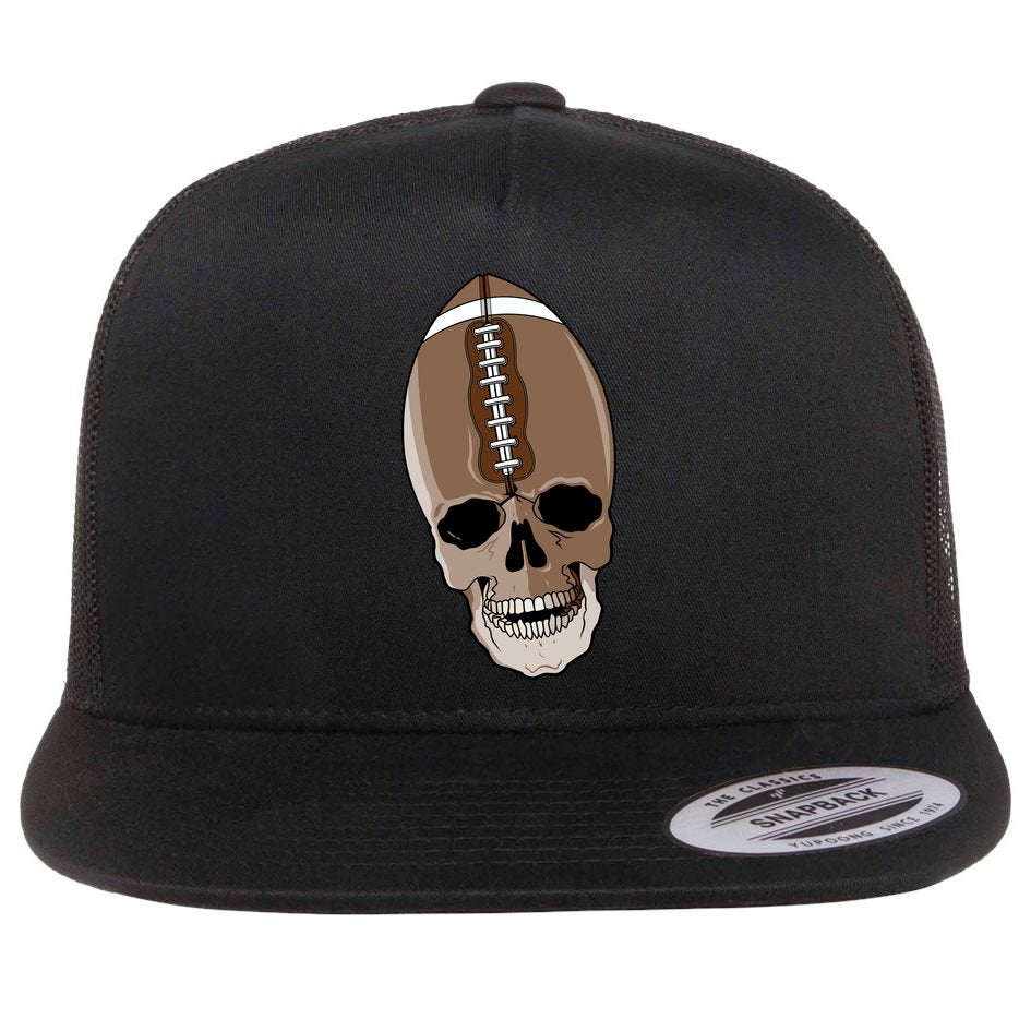 Football Skeleton Skull Flat Bill Trucker Hat
