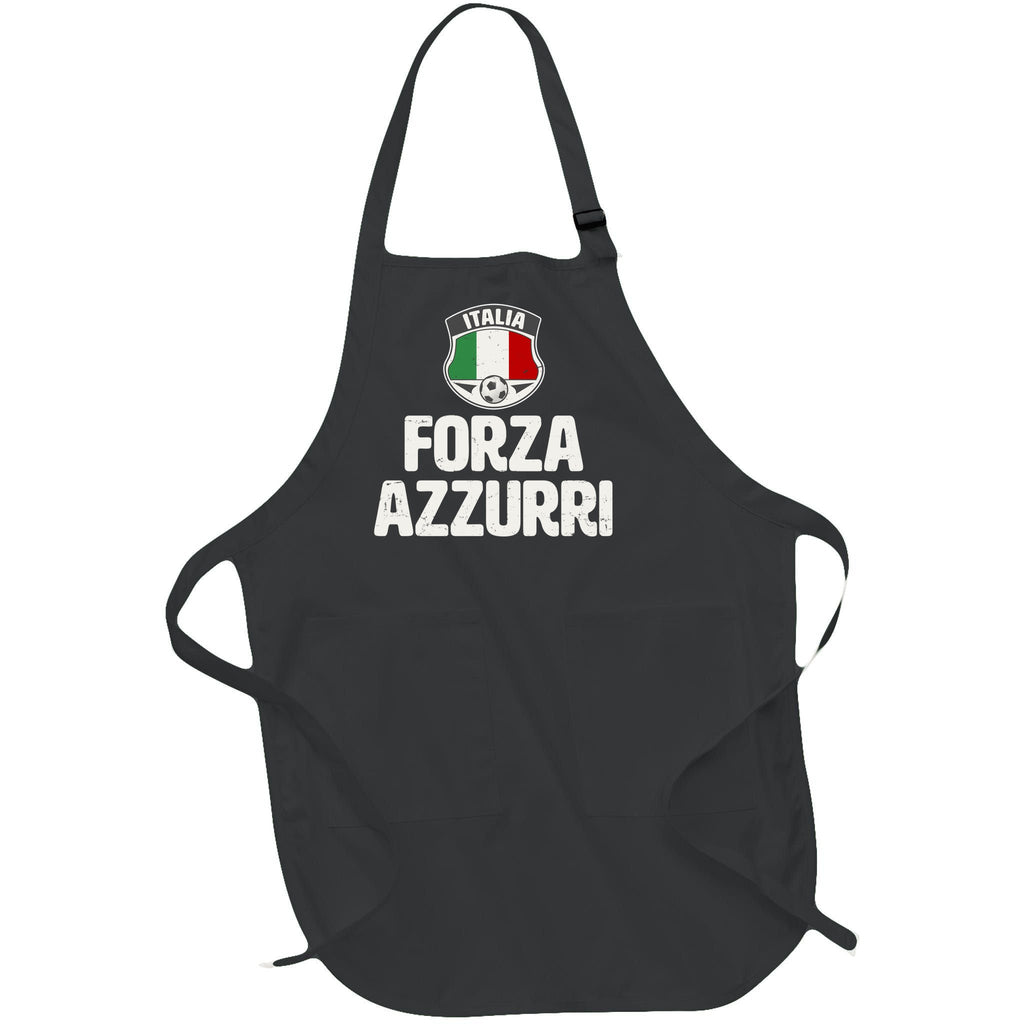 Forza Azzurri Italia Italy Football Soccer Full-Length Apron With Pockets