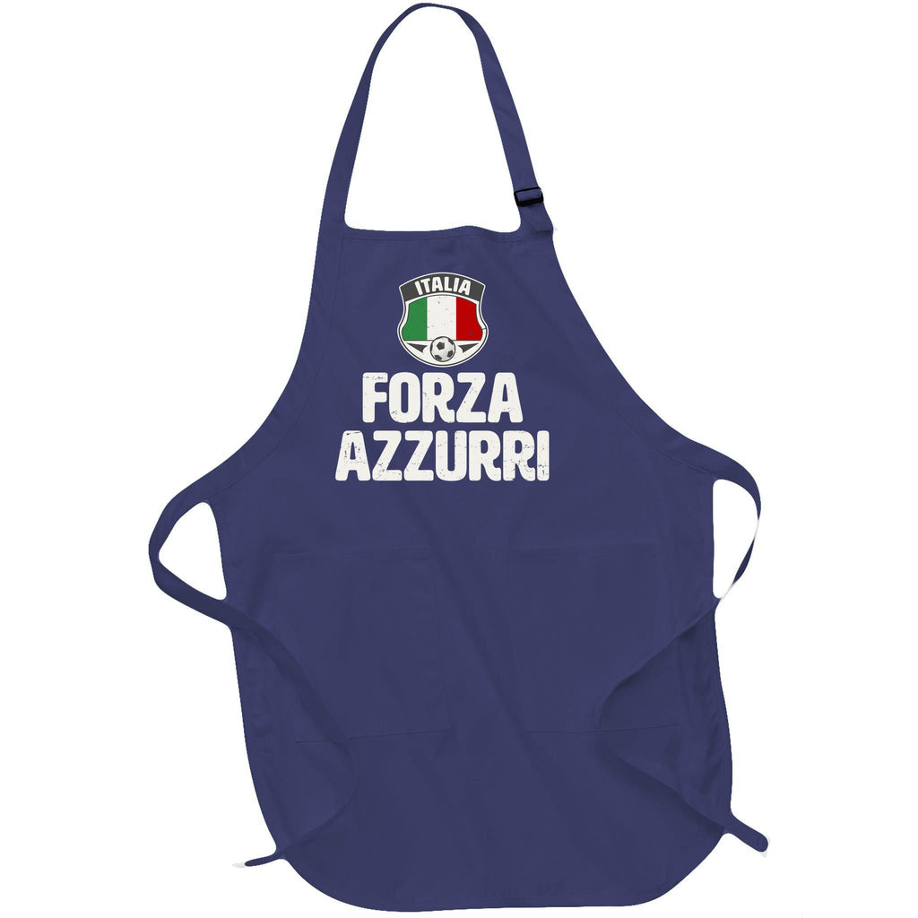 Forza Azzurri Italia Italy Football Soccer Full-Length Apron With Pockets