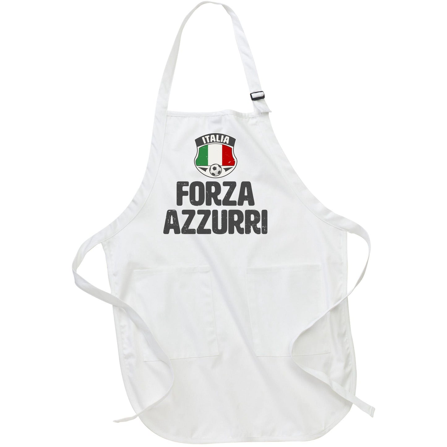 Forza Azzurri Italia Italy Football Soccer Full-Length Apron With Pockets