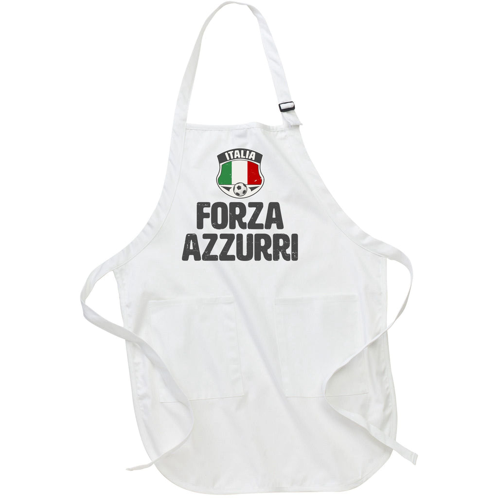 Forza Azzurri Italia Italy Football Soccer Full-Length Apron With Pockets