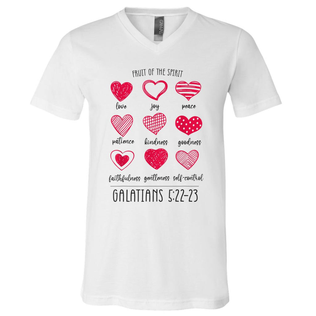 Fruit Of The Spirit Heart Galatians 5 22 23 V-Neck T-Shirt