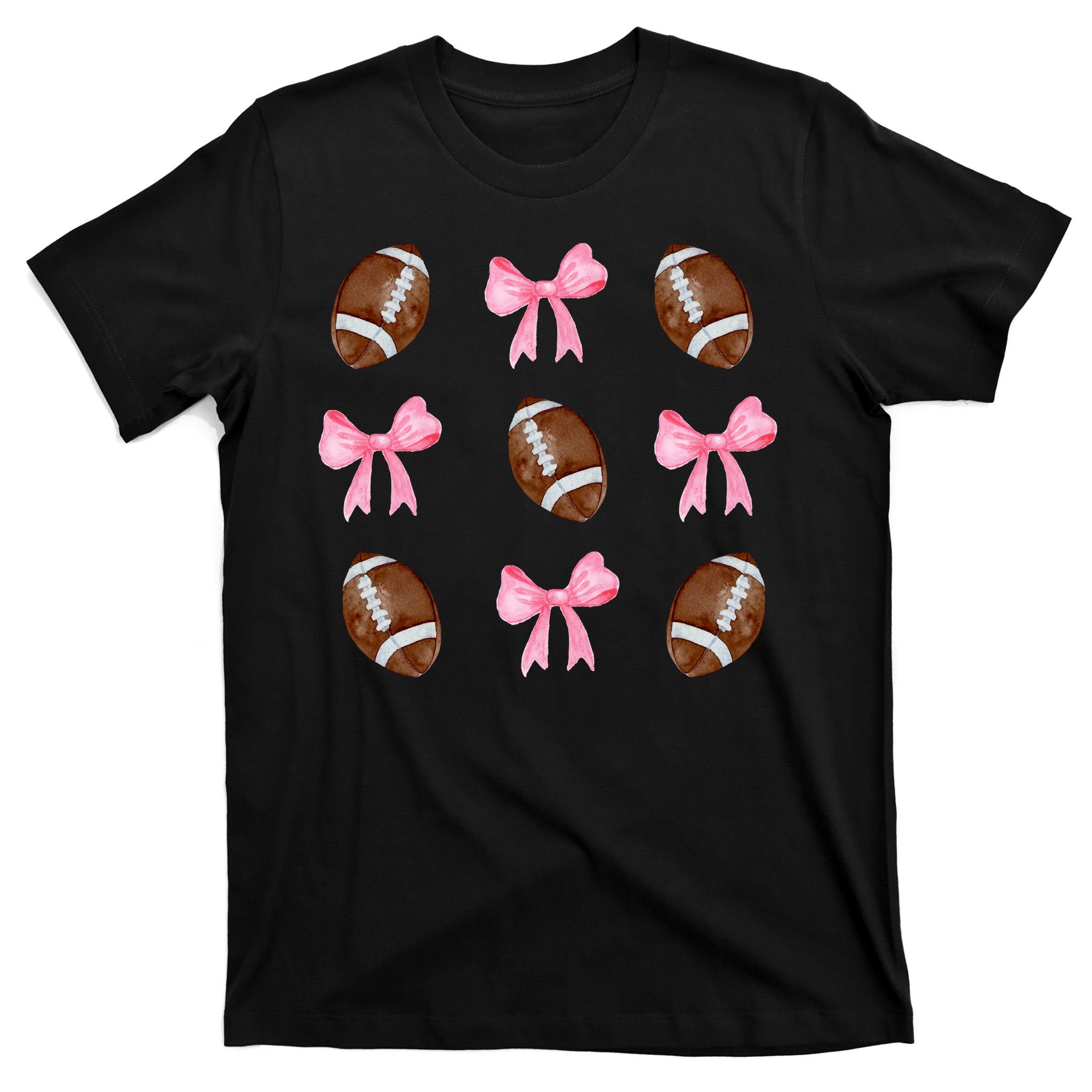 Football Pink Bow Festive Sport Lover T-Shirt