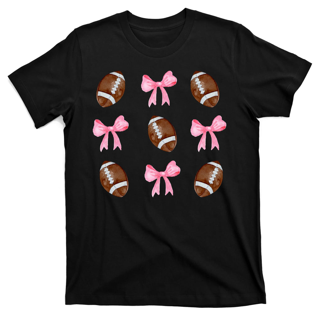 Football Pink Bow Festive Sport Lover T-Shirt