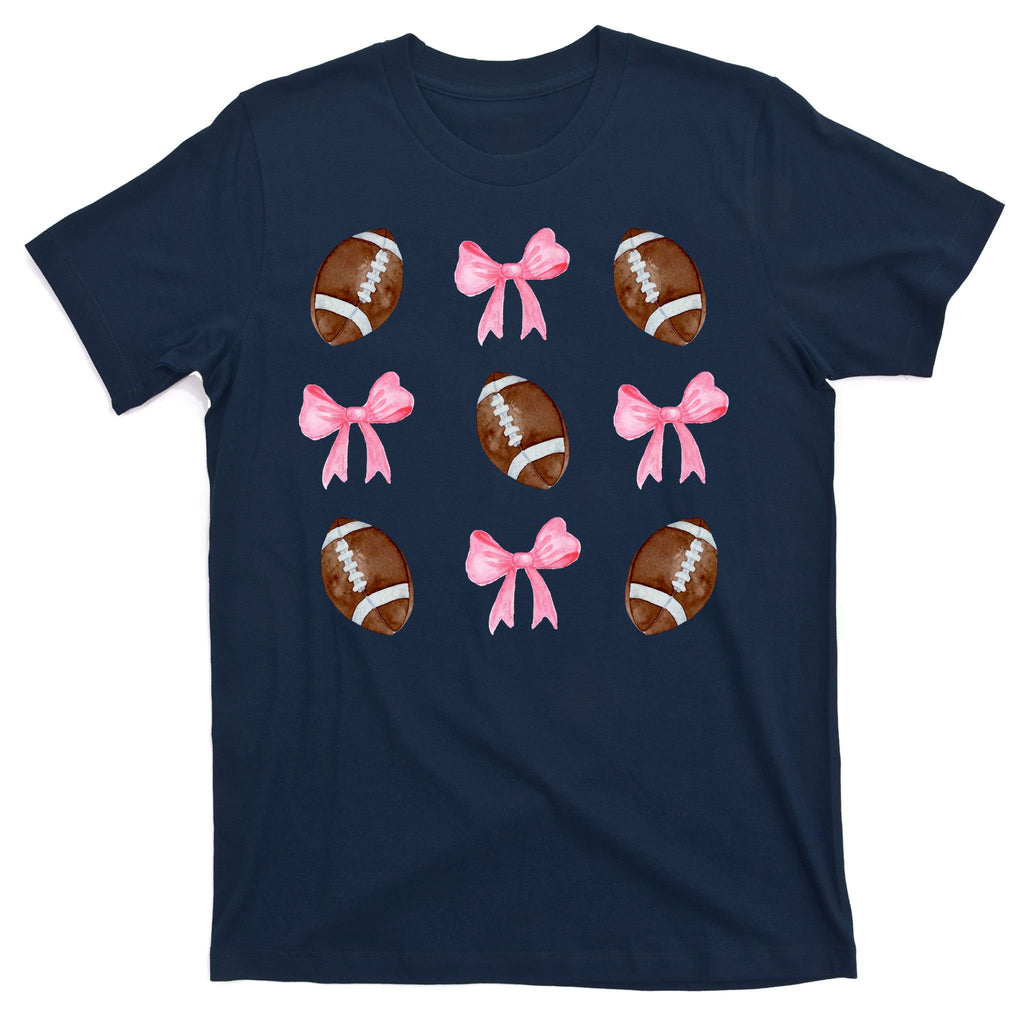 Football Pink Bow Festive Sport Lover T-Shirt
