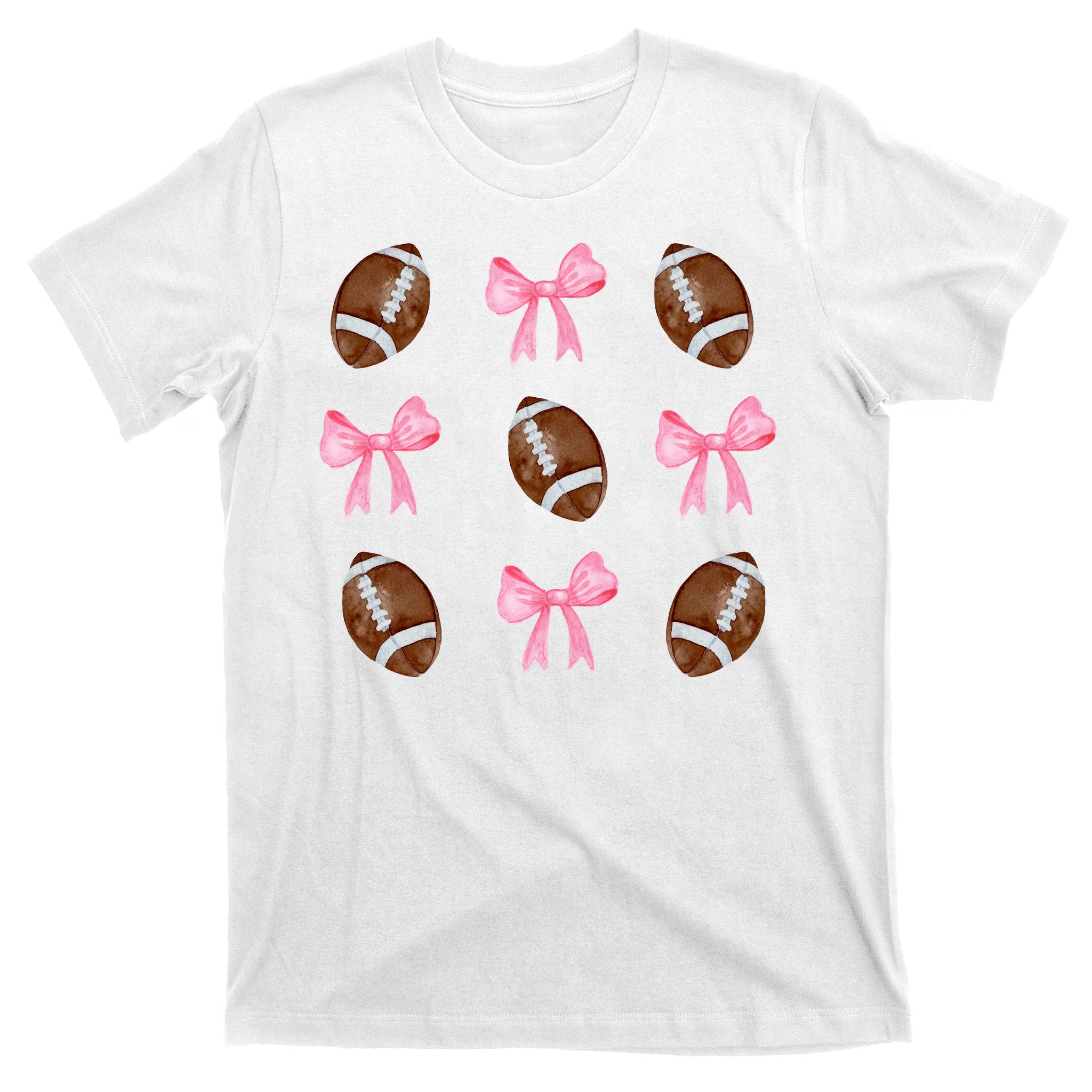 Football Pink Bow Festive Sport Lover T-Shirt