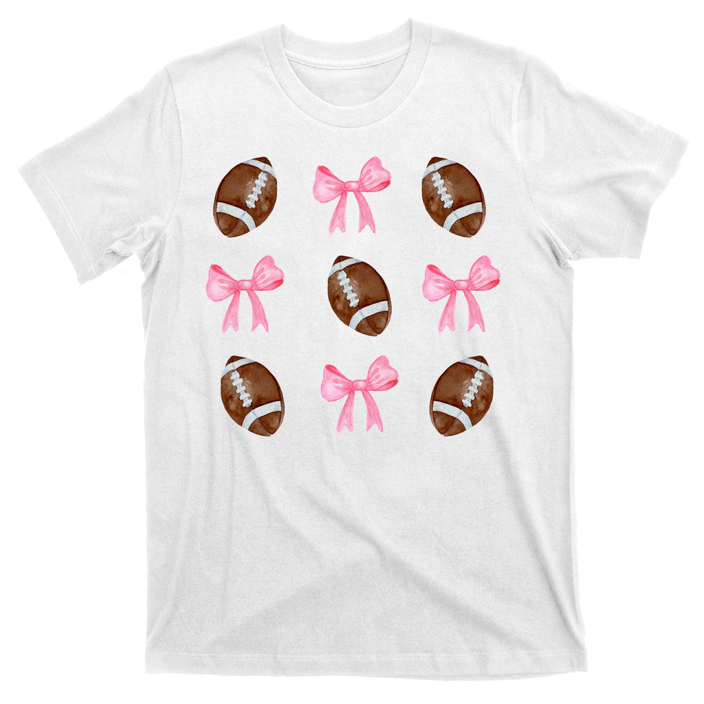 Football Pink Bow Festive Sport Lover T-Shirt