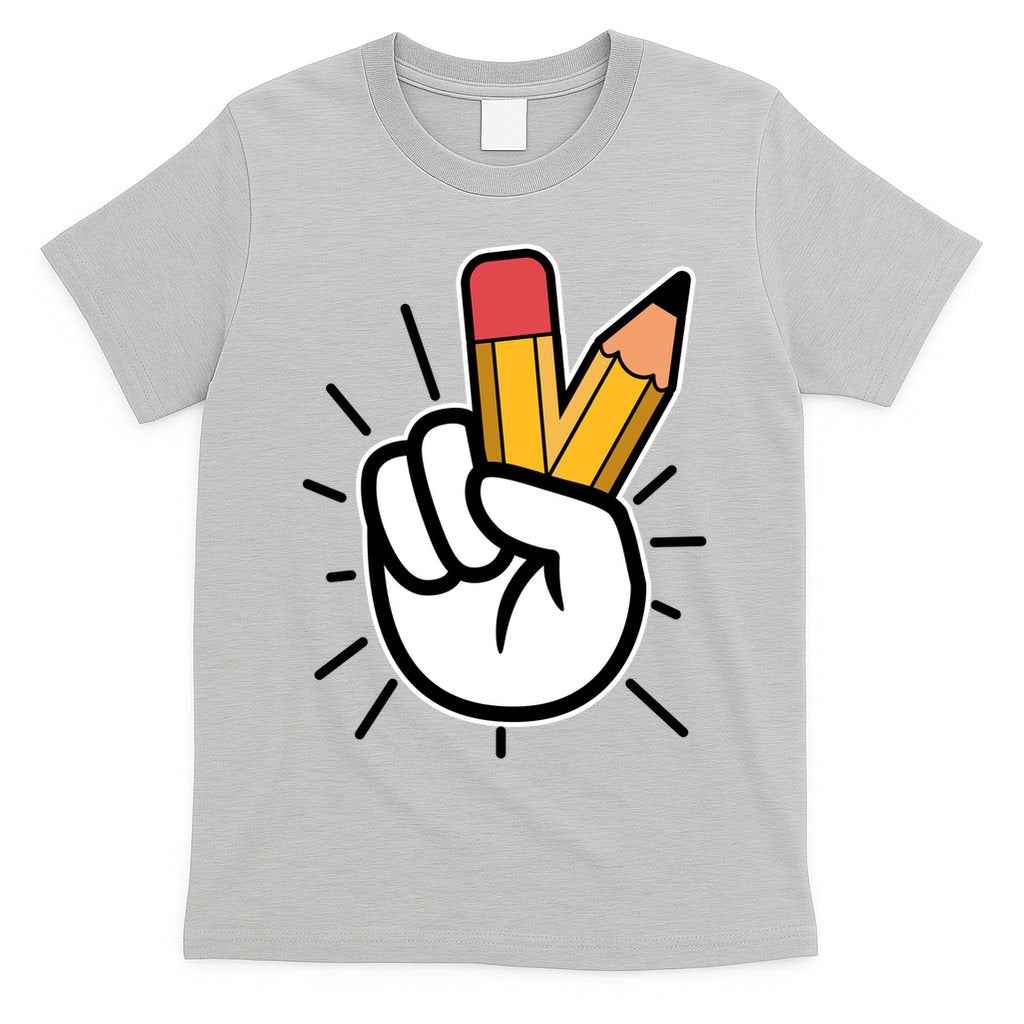 Funny Peace Hand With Pencil Fingers T-Shirt