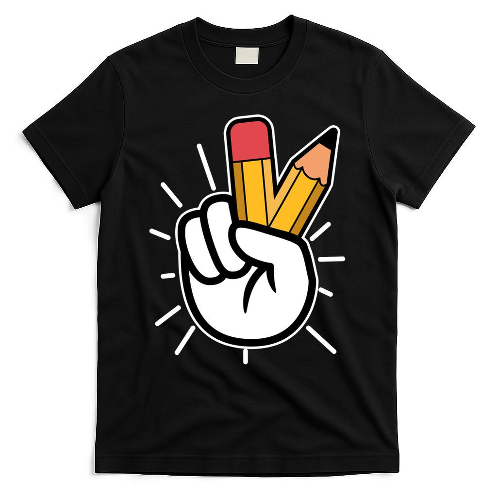Funny Peace Hand With Pencil Fingers T-Shirt