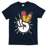 Funny Peace Hand With Pencil Fingers T-Shirt