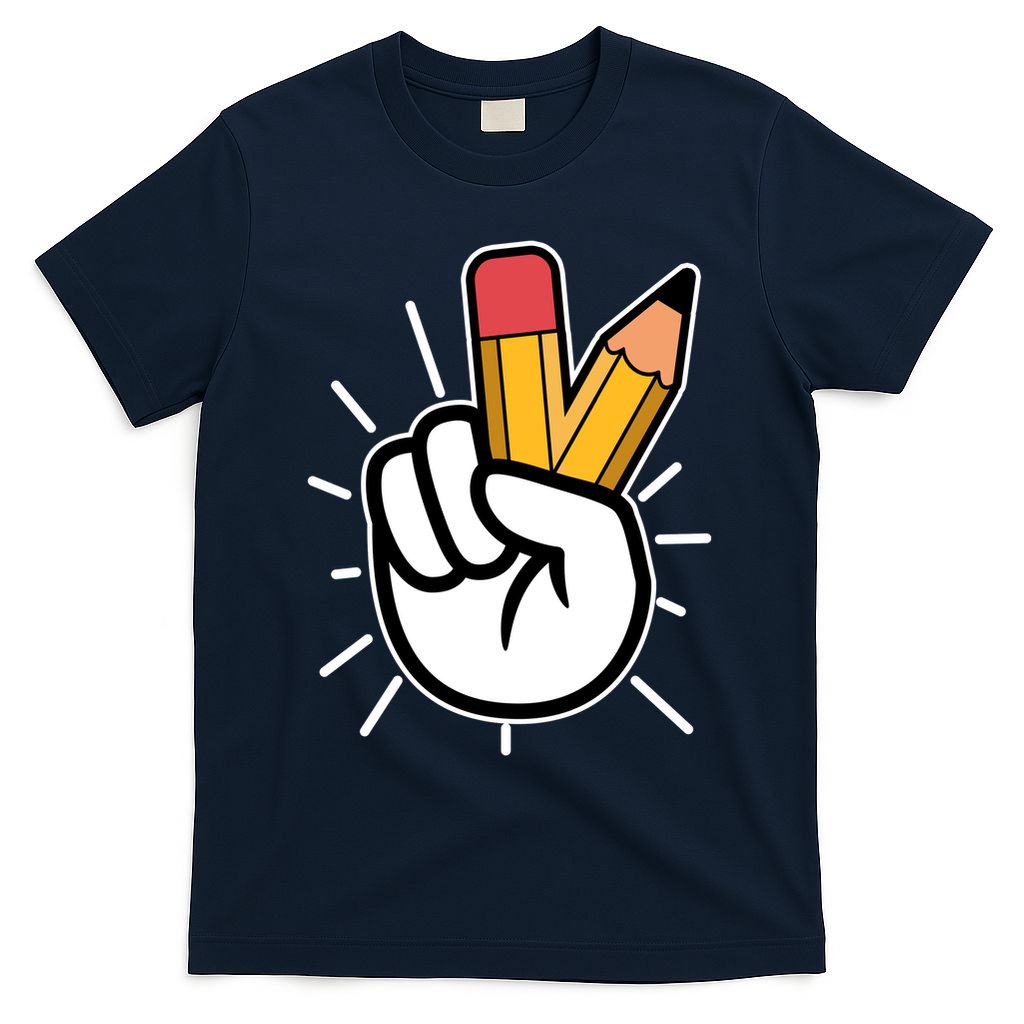Funny Peace Hand With Pencil Fingers T-Shirt