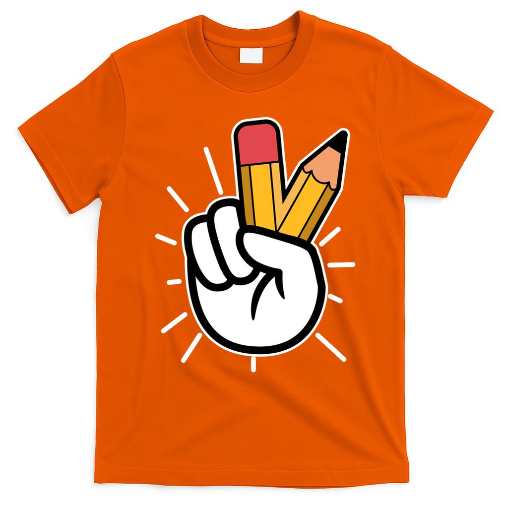 Funny Peace Hand With Pencil Fingers T-Shirt