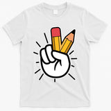Funny Peace Hand With Pencil Fingers T-Shirt