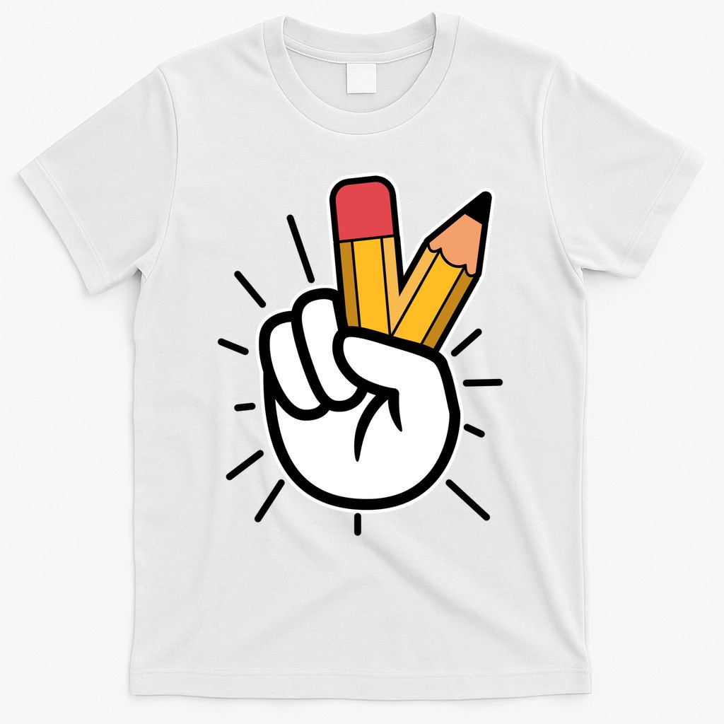 Funny Peace Hand With Pencil Fingers T-Shirt