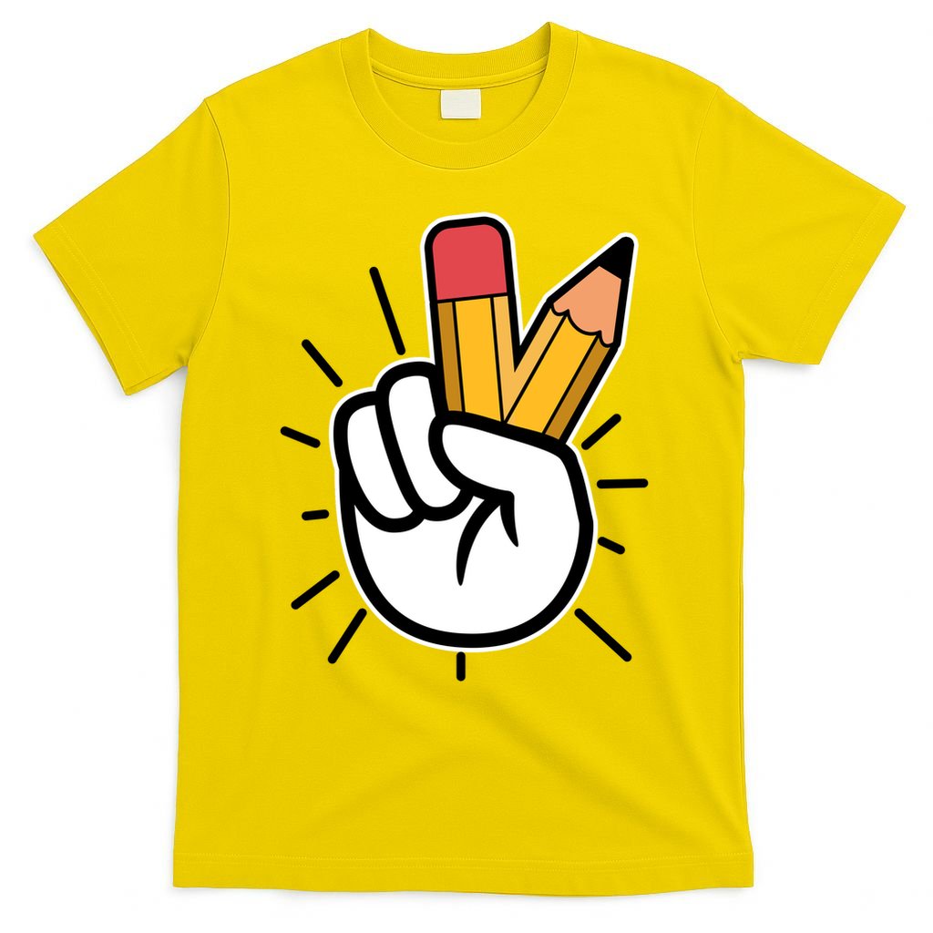 Funny Peace Hand With Pencil Fingers T-Shirt