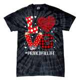 Funny Plaid Heart Love Principal Valentine Day Christmas Tie-Dye T-Shirt