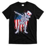 Funny Patriotic USA American Flag Dabbing Skeleton T-Shirt