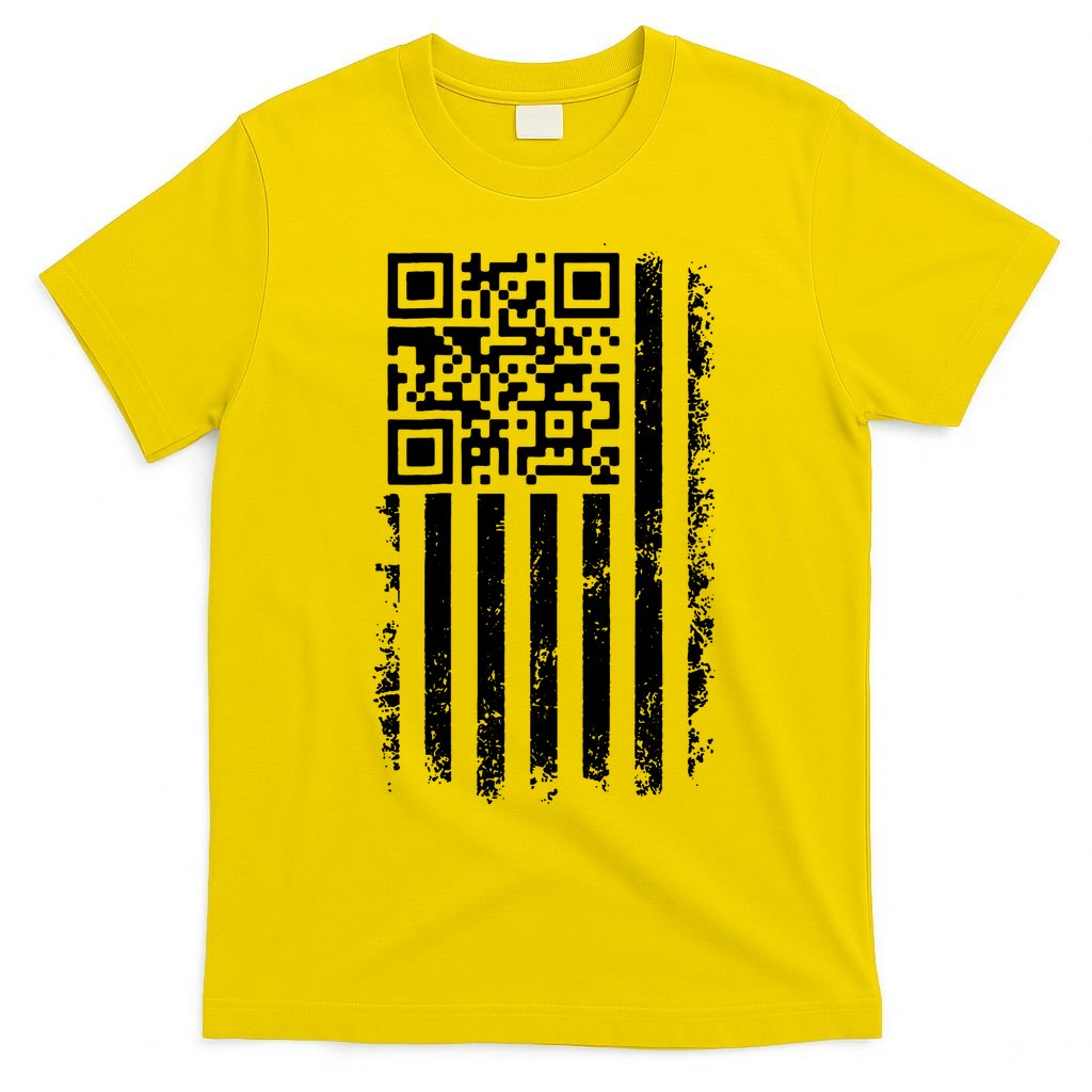 Funny Qr Scan Me President Trump 45 47 Dancing Code Flag T-Shirt