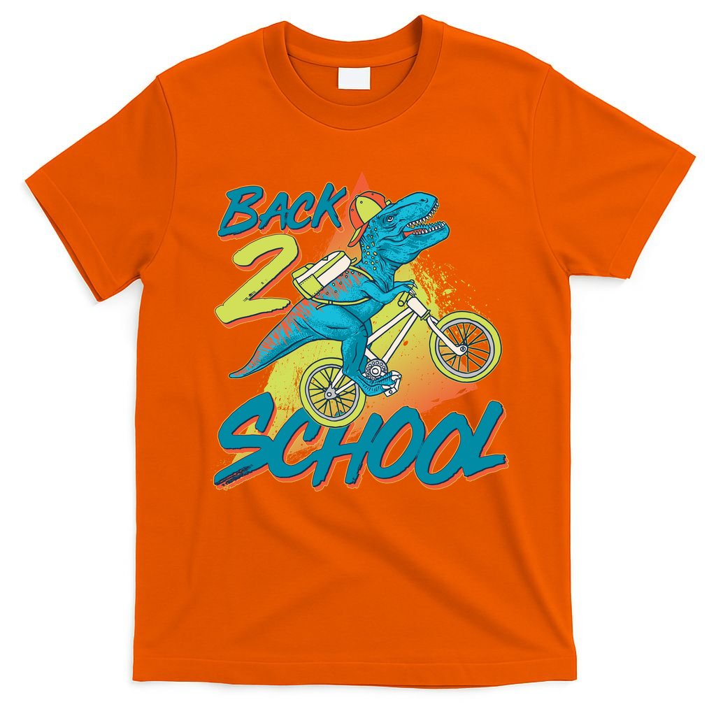 Funny Retro 80's 90's Back To 2 School TRex Dinosaur Bike T-Shirt
