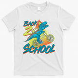 Funny Retro 80's 90's Back To 2 School TRex Dinosaur Bike T-Shirt