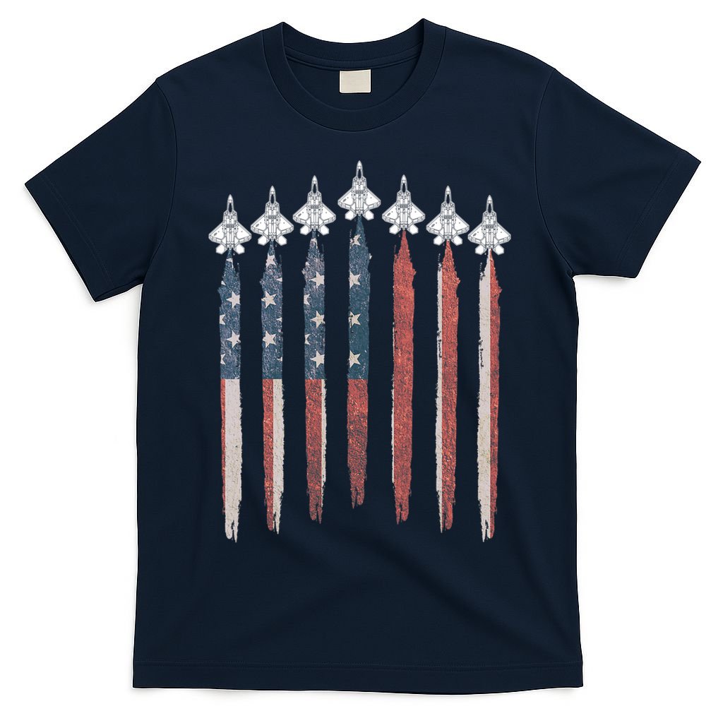F22 Raptor Fighter Jet USA Flag Airplane F22 4th Of July T-Shirt