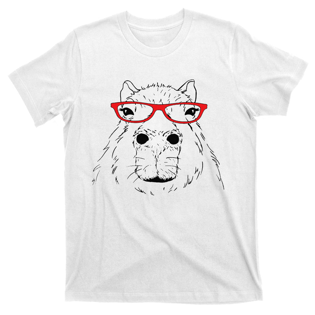 Funny Red Glasses Nerdy Meme Lover Capybara T-Shirt