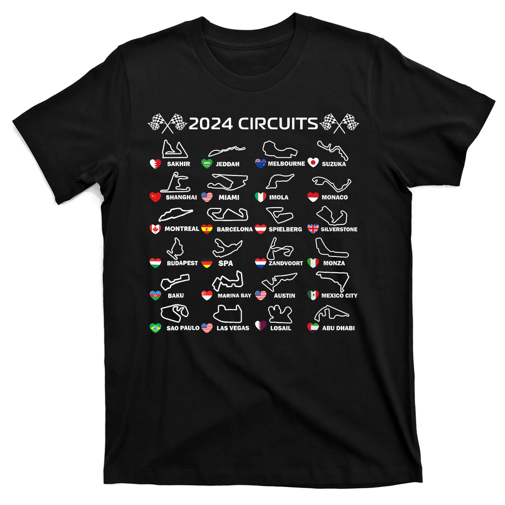 Formula Racing Open Wheel Race Car Fan World Circuits 2024 T-Shirt