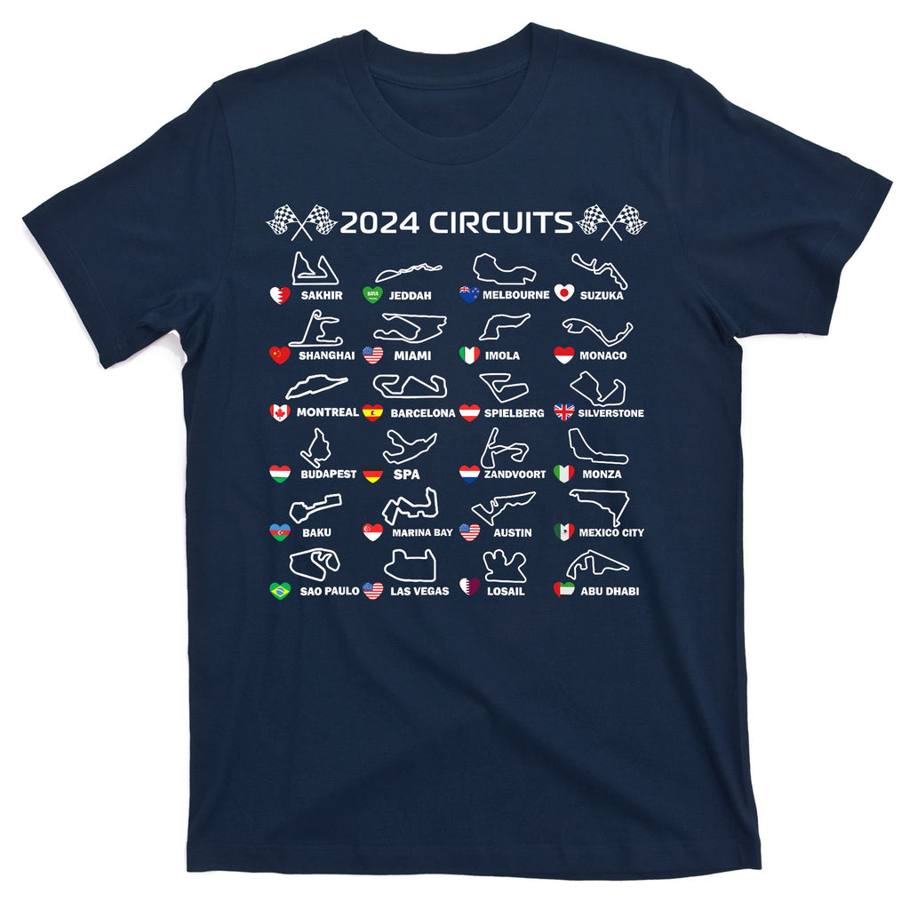 Formula Racing Open Wheel Race Car Fan World Circuits 2024 T-Shirt