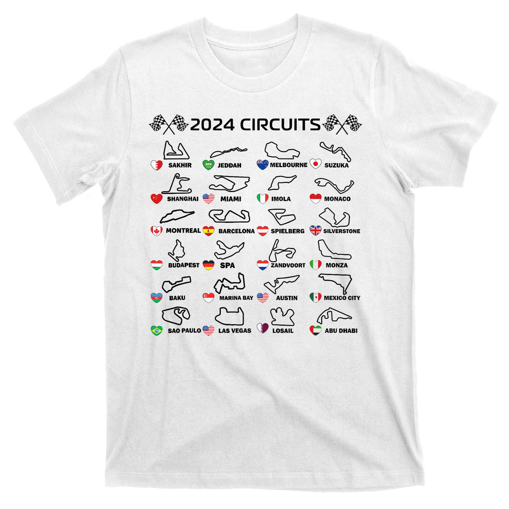 Formula Racing Open Wheel Race Car Fan World Circuits 2024 T-Shirt
