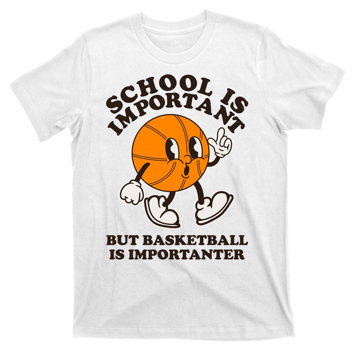 Funny Retro School Is Important But Basketball Is Importanter T-Shirt