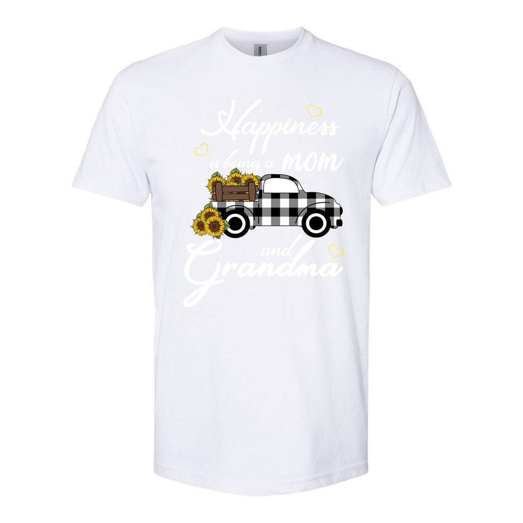 Funny Sunflower Grandma Gift Happiness Is Being A Mom And Grandma Softstyle CVC T-Shirt