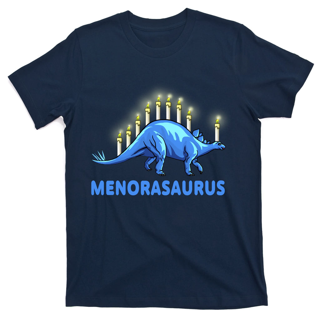 Funny Stegosaurus Hanukkah Dinosaur Menorah Dino T-Shirt