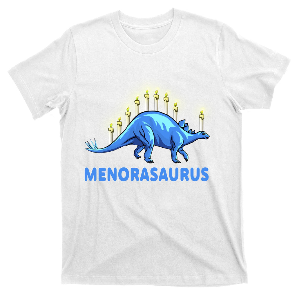Funny Stegosaurus Hanukkah Dinosaur Menorah Dino T-Shirt