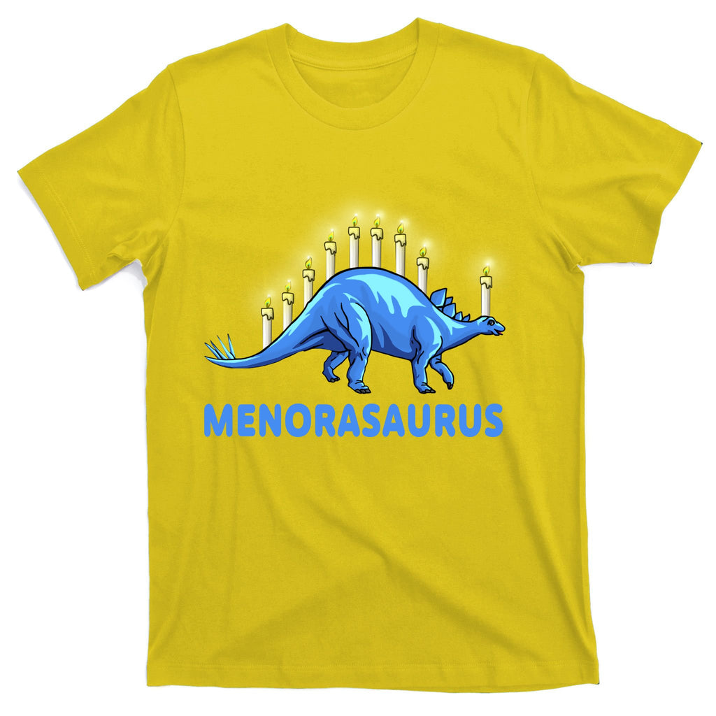Funny Stegosaurus Hanukkah Dinosaur Menorah Dino T-Shirt