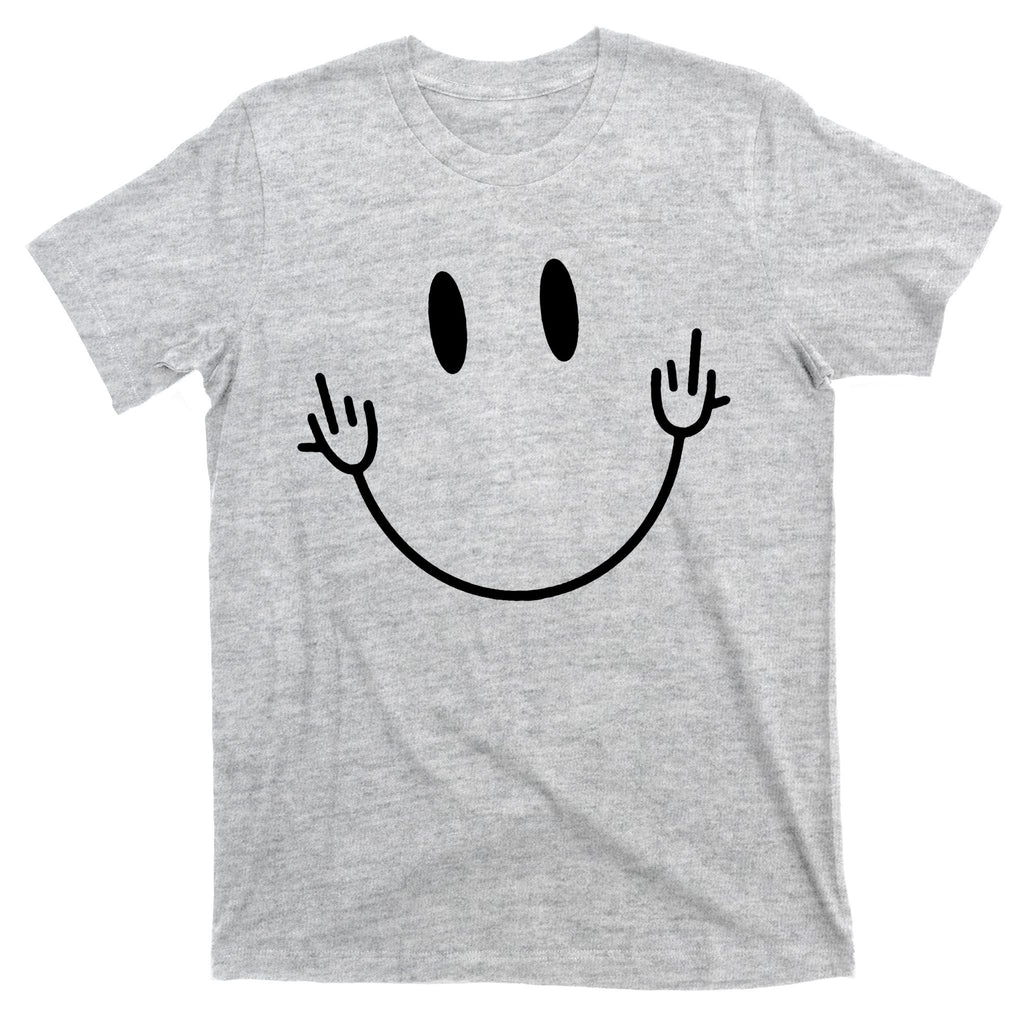 Funny Smiley Middle Finger Smile Face T-Shirt