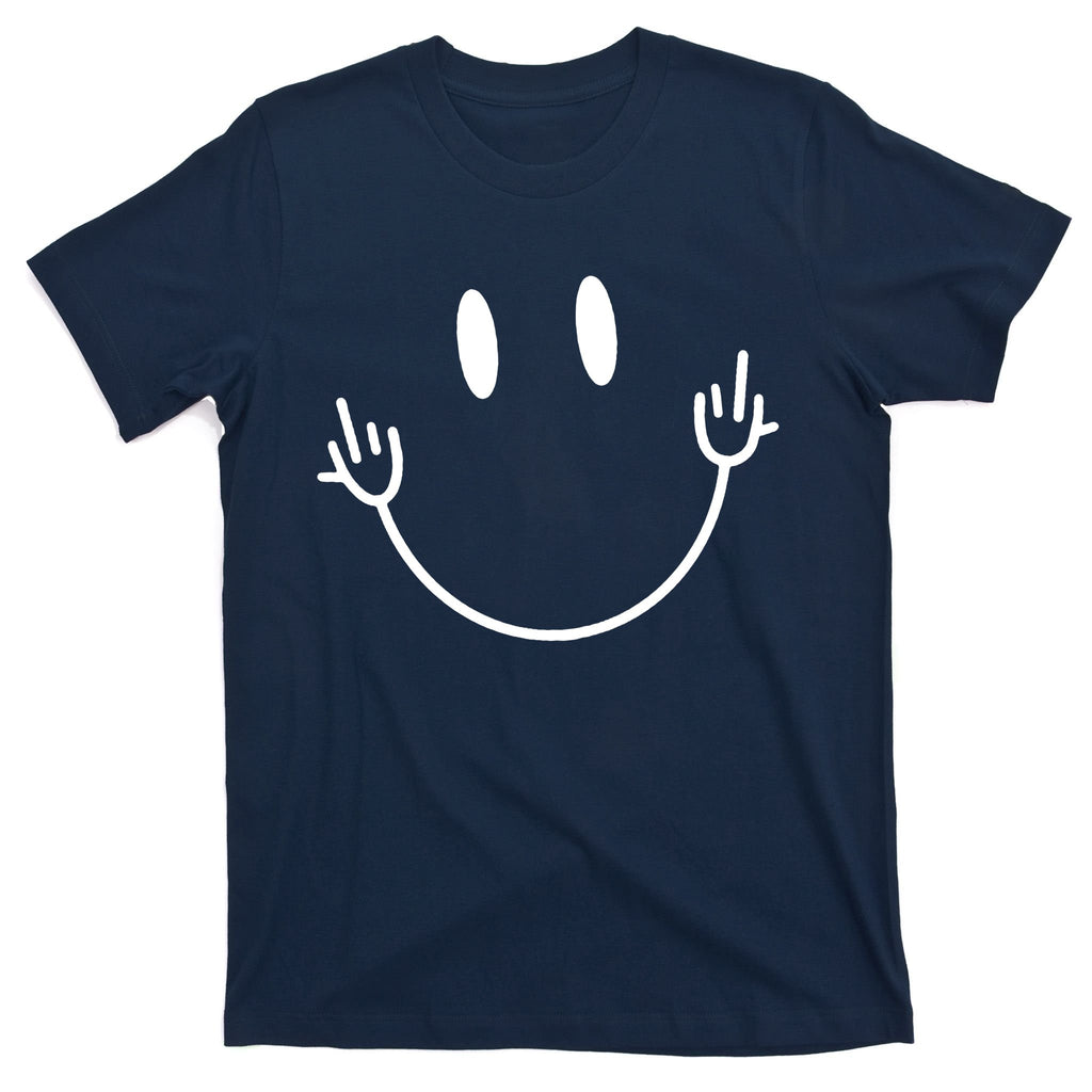 Funny Smiley Middle Finger Smile Face T-Shirt