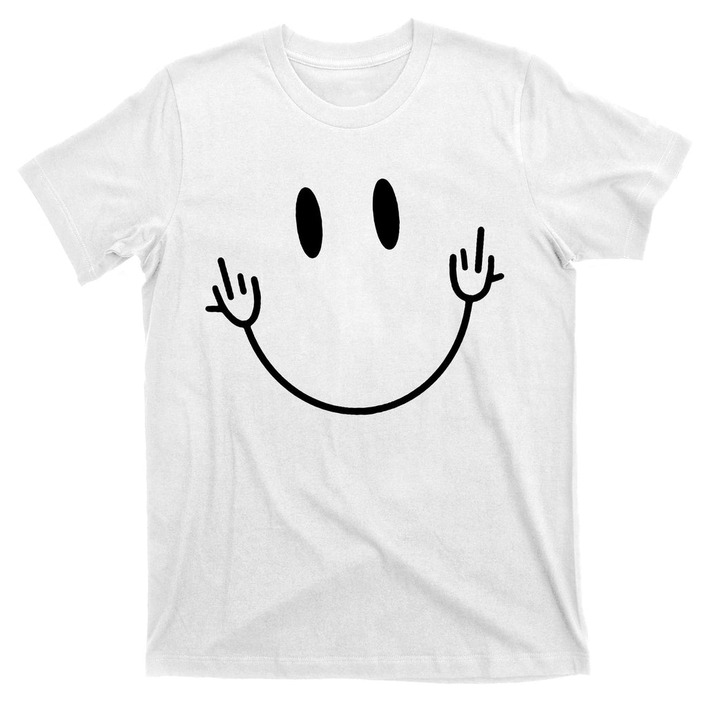 Funny Smiley Middle Finger Smile Face T-Shirt