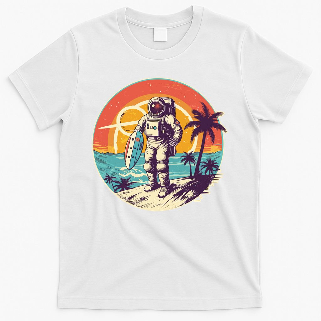 Funny Summer Time Surfing Astronaut T-Shirt