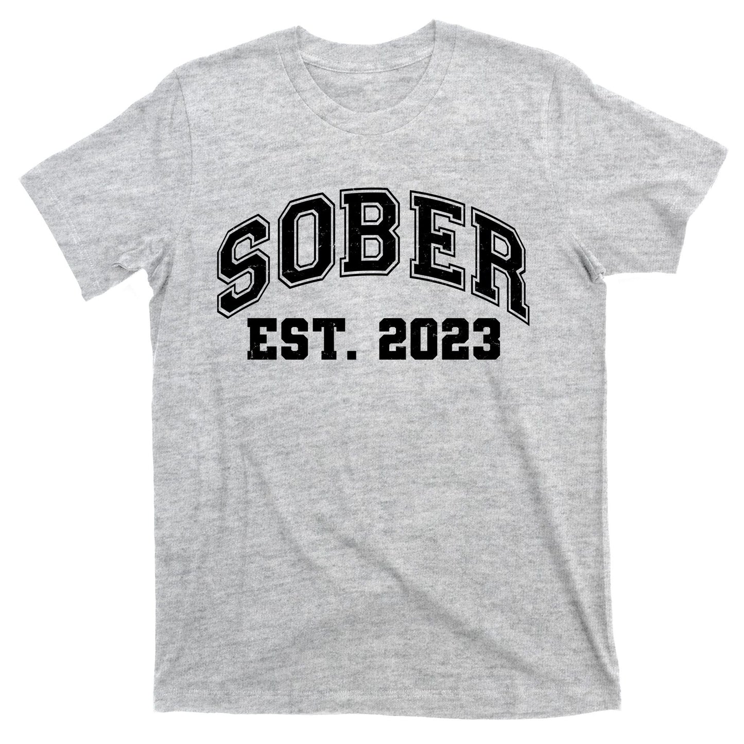 Funny Sober Varsity Est. 2023 Sobriety Celebrate Recovery T-Shirt