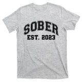 Funny Sober Varsity Est. 2023 Sobriety Celebrate Recovery T-Shirt