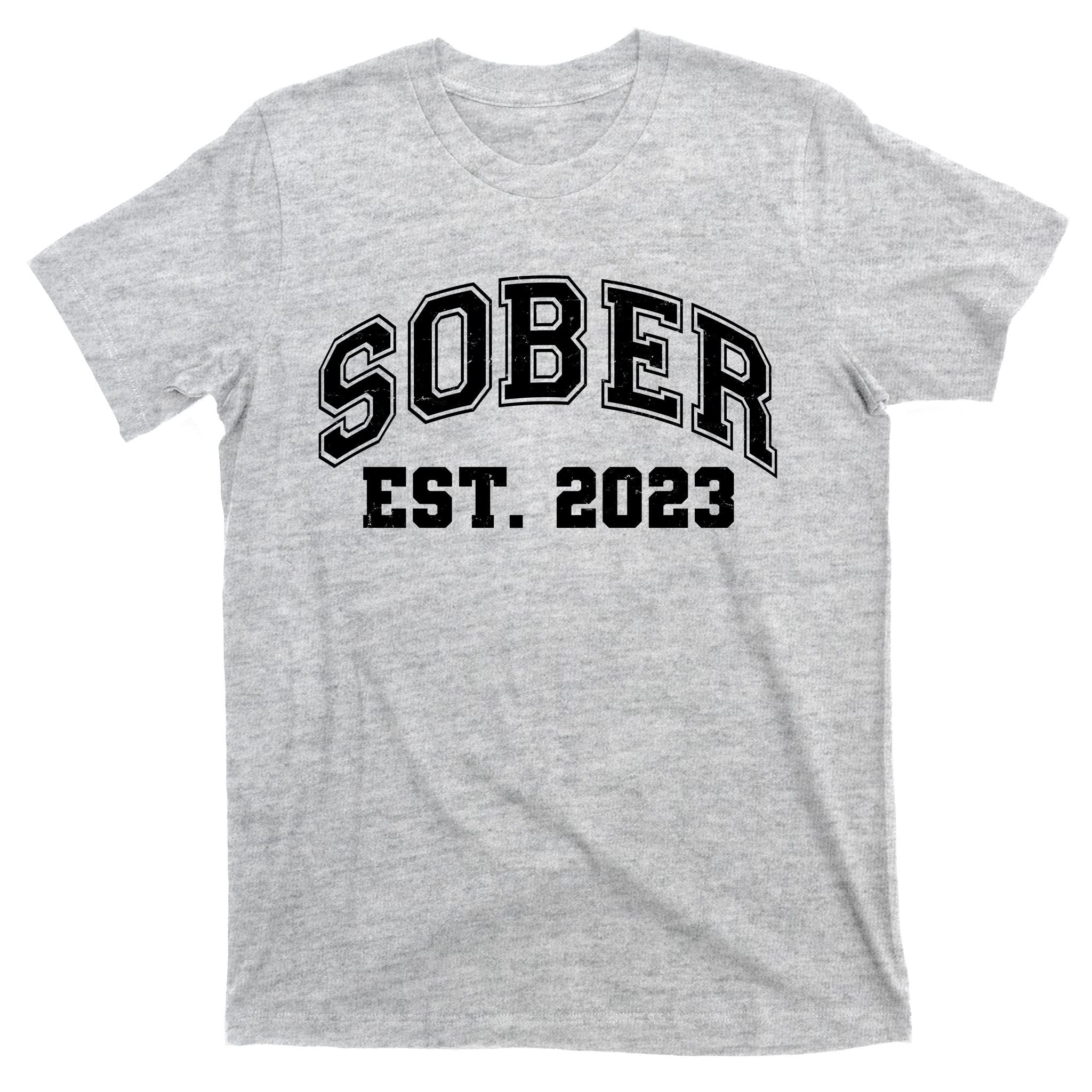 Funny Sober Varsity Est. 2023 Sobriety Celebrate Recovery T-Shirt