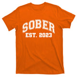 Funny Sober Varsity Est. 2023 Sobriety Celebrate Recovery T-Shirt