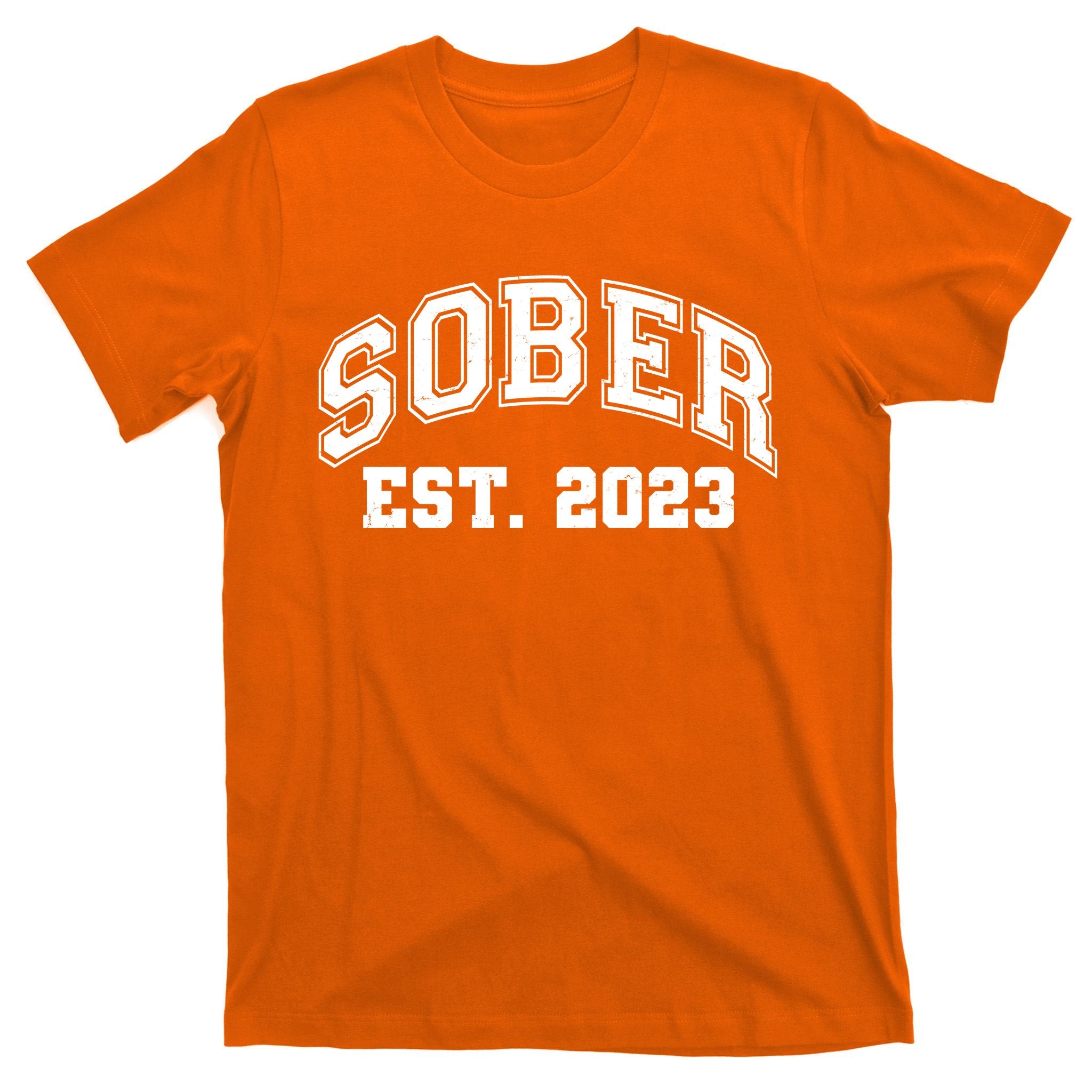 Funny Sober Varsity Est. 2023 Sobriety Celebrate Recovery T-Shirt