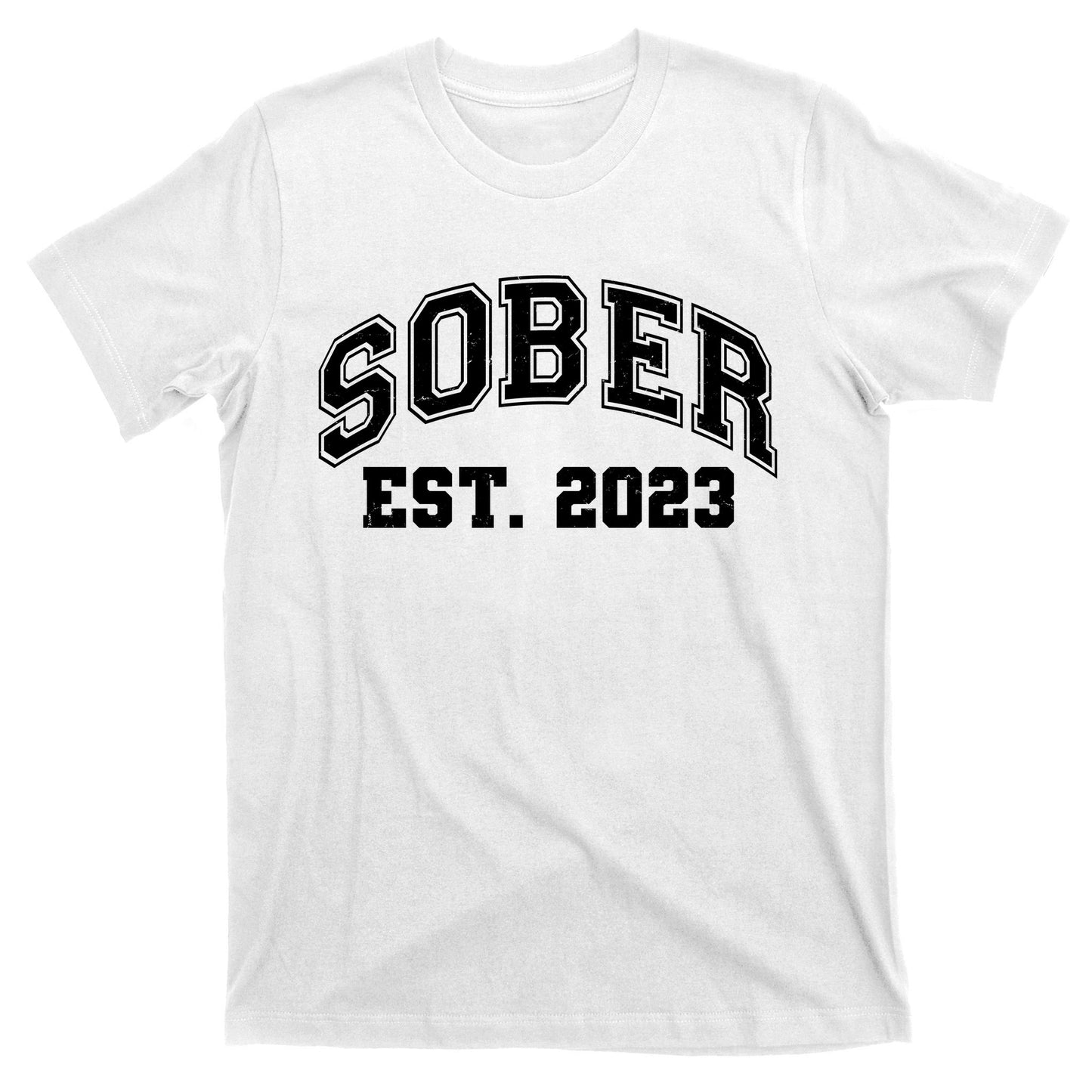 Funny Sober Varsity Est. 2023 Sobriety Celebrate Recovery T-Shirt