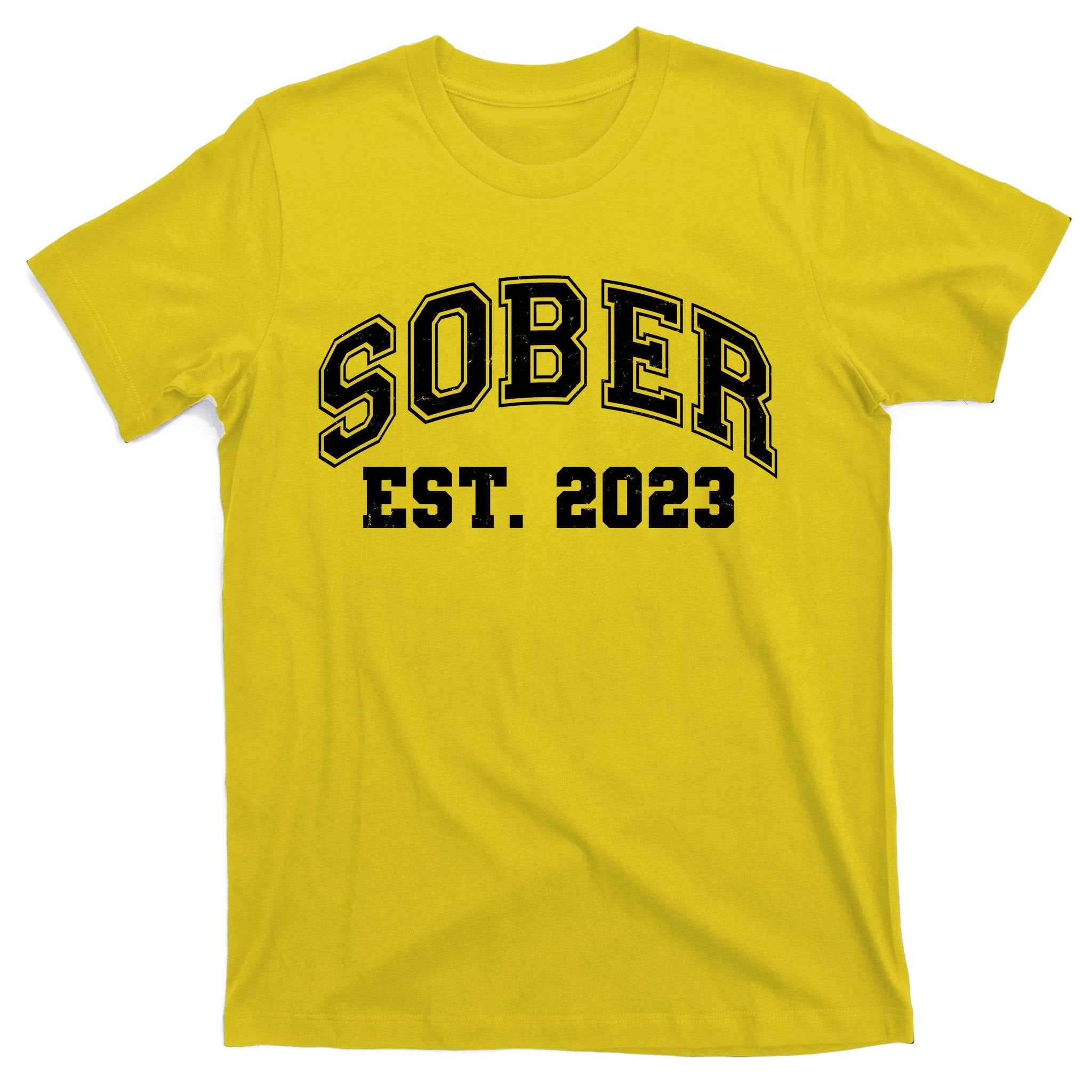 Funny Sober Varsity Est. 2023 Sobriety Celebrate Recovery T-Shirt