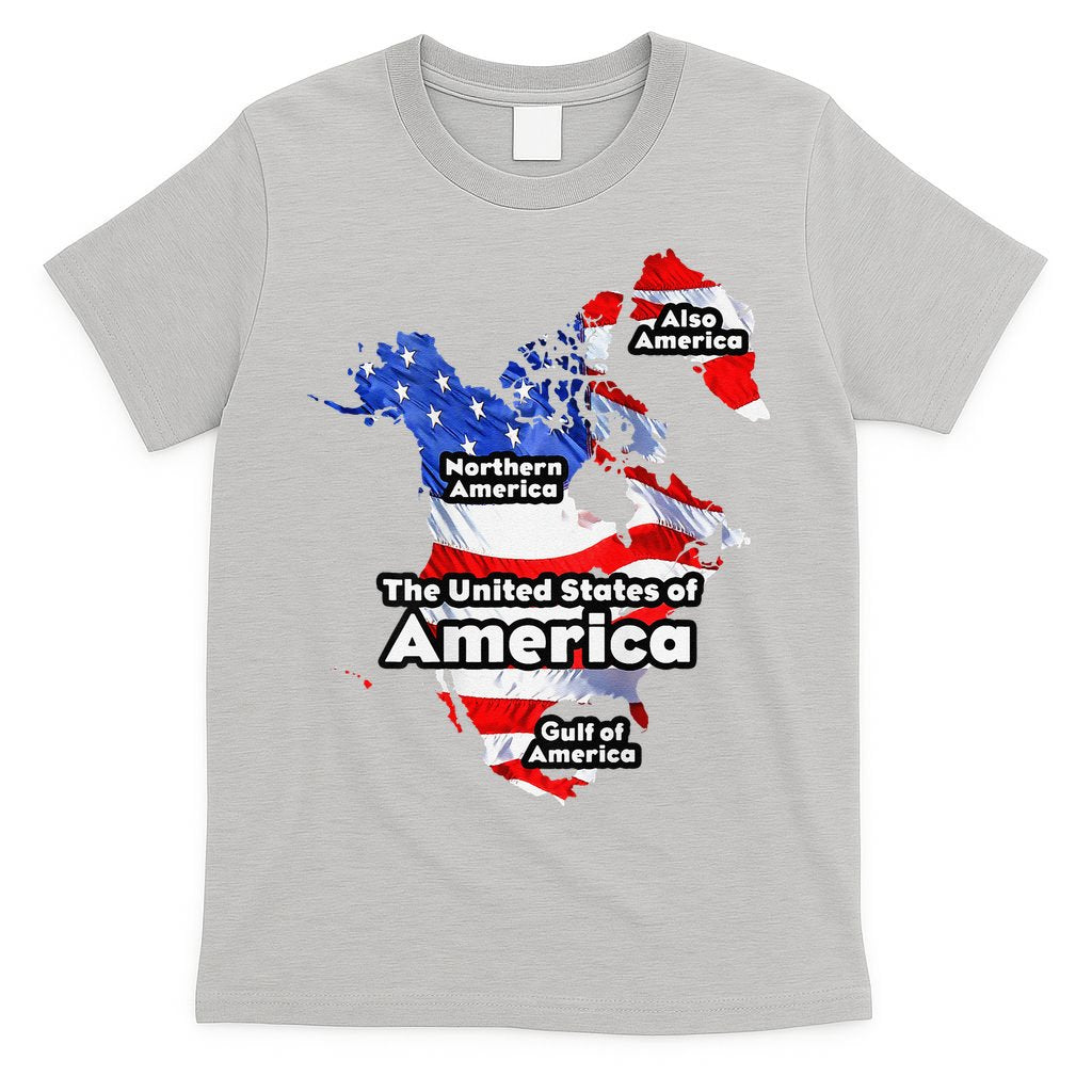 Funny Trump American Flag Canada Greenland Gulf Map On Back T-Shirt
